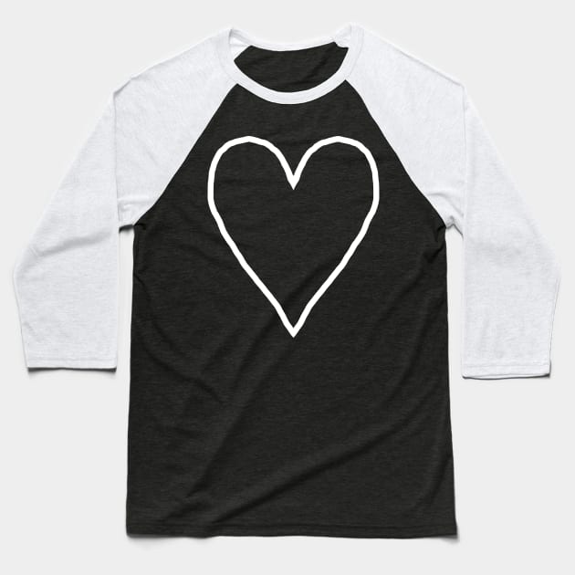 White Line Heart for Valentines Day Baseball T-Shirt by ellenhenryart